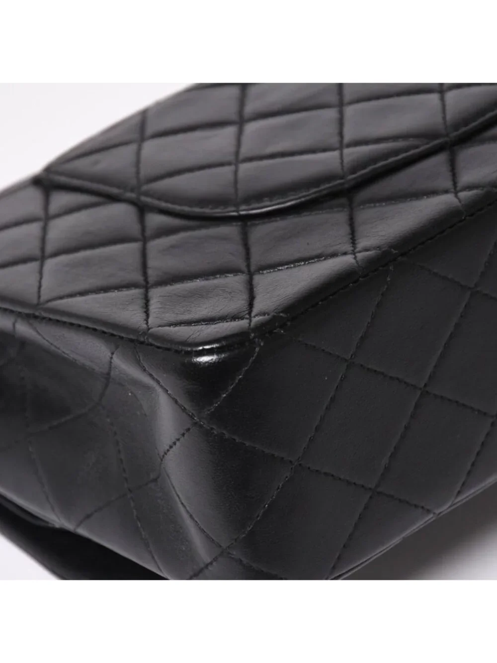 Chanel Quilted 25 Double Flap Chain Shoulder Bag Lambskin CC Logo Black Silver